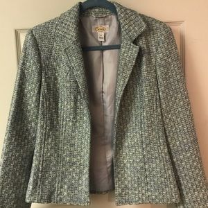 Talbots Green Shimmer Tweed Jacket Sz 6 💚